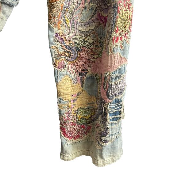 NWT Magnolia Pearl Sea Dragon Applique Miners Denims Faded Indigo Patches OS - Picture 12 of 16